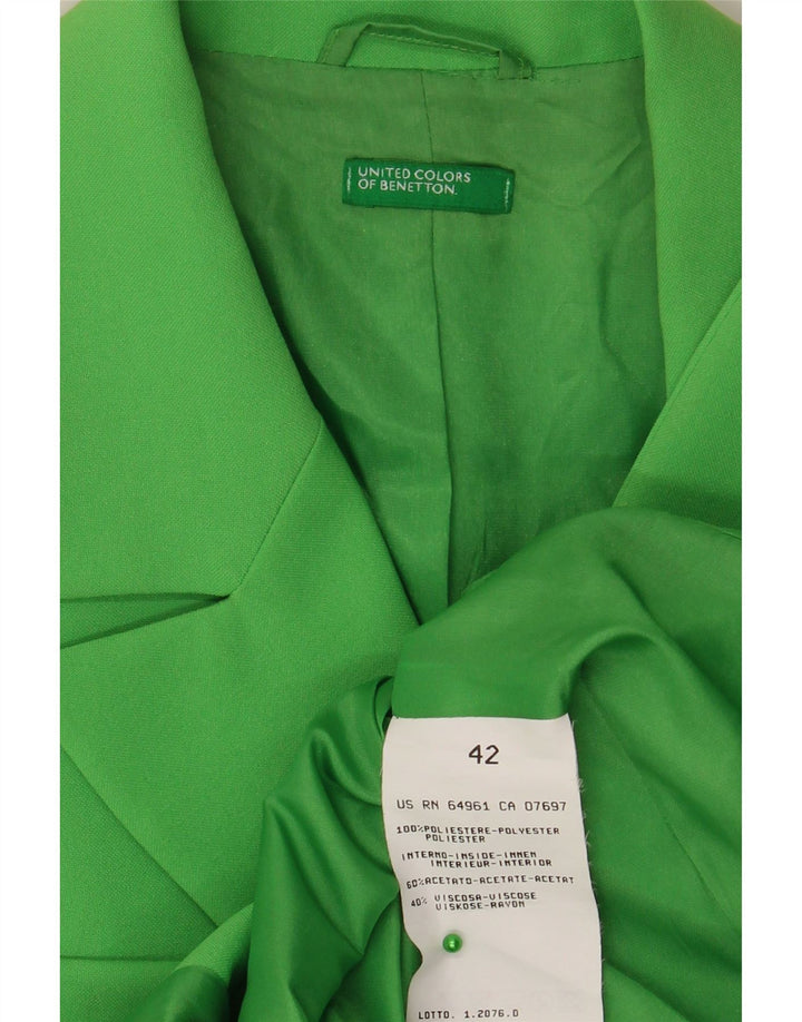 Benetton Blazer De 3 Botones IT 42 Poliéster Verde Medio