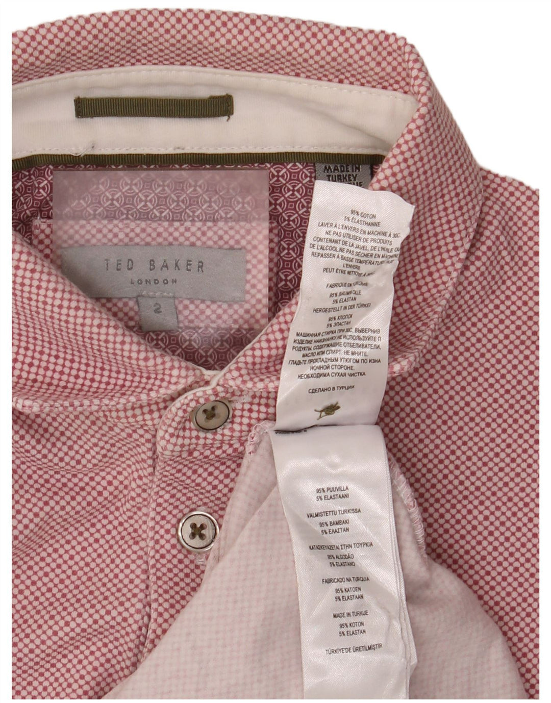 Ted Baker - Polo para hombre, talla 2, algodón con lunares rosas pequeños