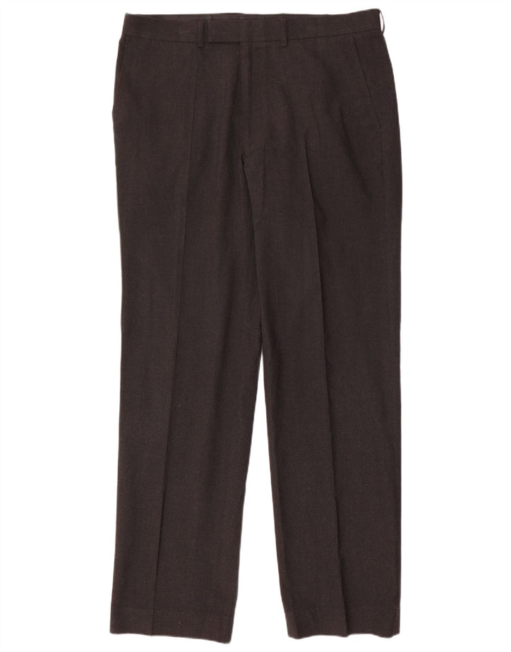 Marks & Spencer Pantalón de traje recto para hombre W36 L33 Poliéster gris