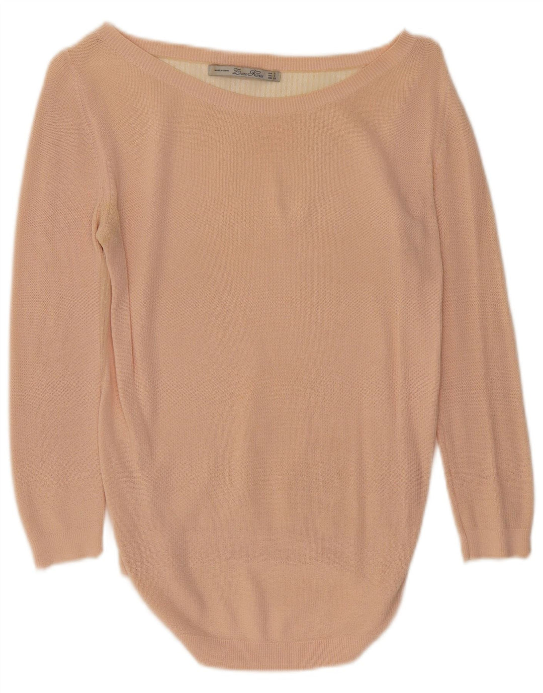 ZARA Jersey con cuello barco para mujer, talla 40, talla pequeña, color rosa