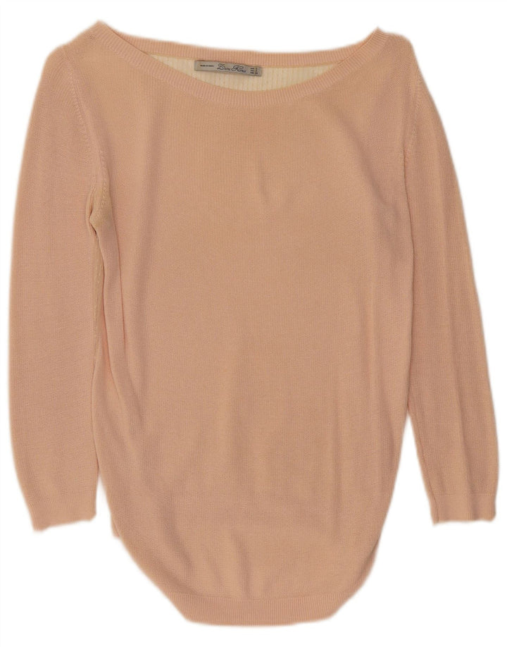 ZARA Jersey con cuello barco para mujer, talla 40, talla pequeña, color rosa