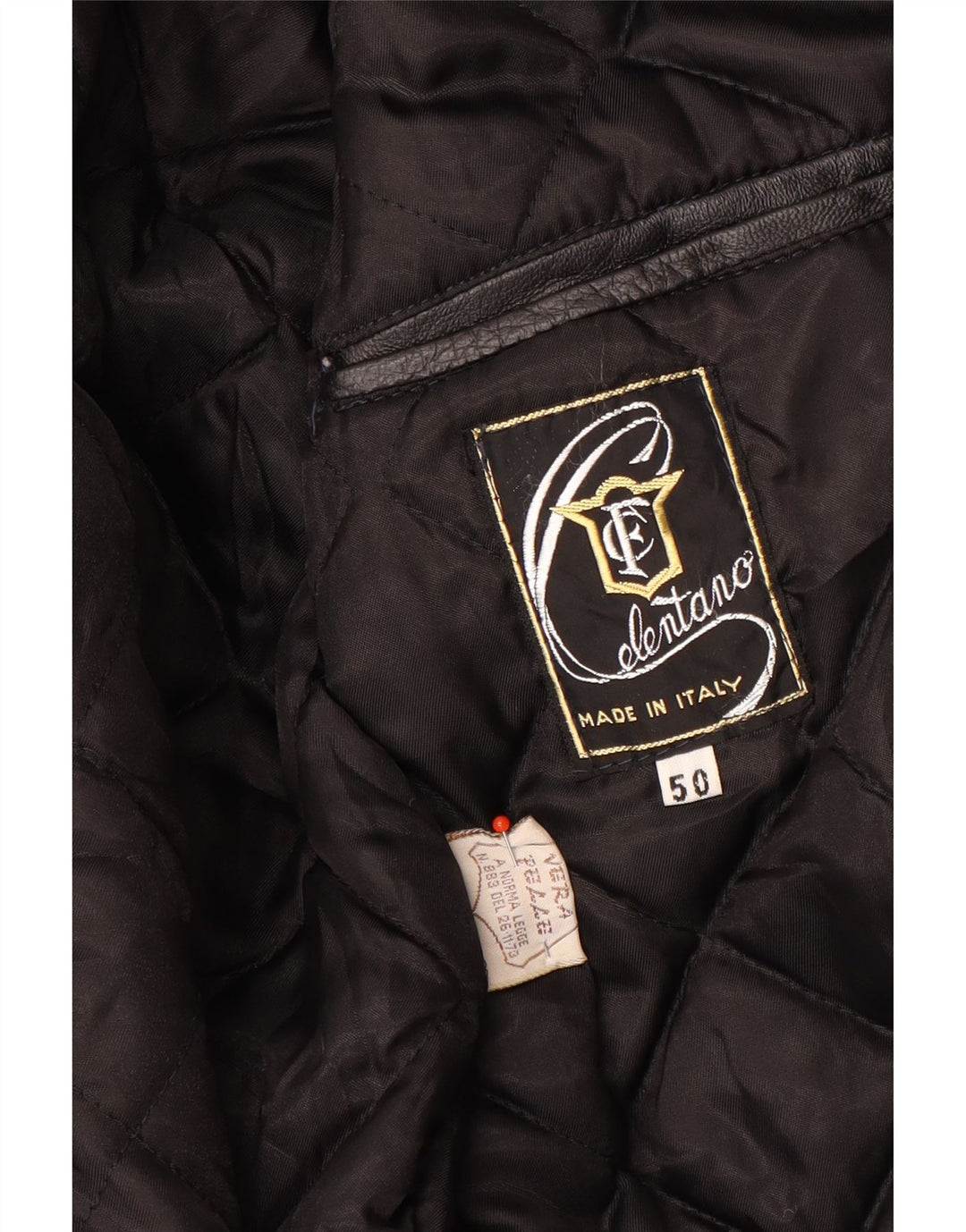 Chaqueta de cuero vintage para hombre IT 50 cuero negro grande