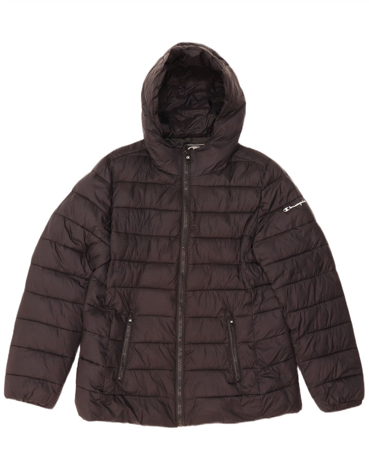 Champion Chaqueta Acolchada Con Capucha Para Mujer UK 44 2XL Poliamida Negra