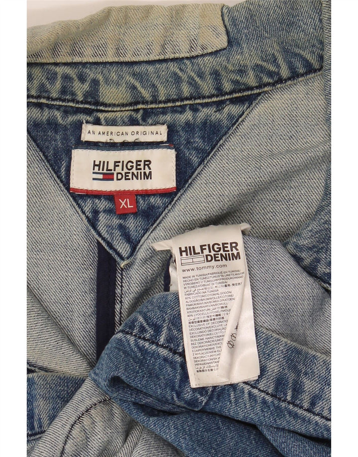 Tommy Hilfiger Chaqueta Vaquera Desgastada para Mujer UK 40 XL Azul Patchwork