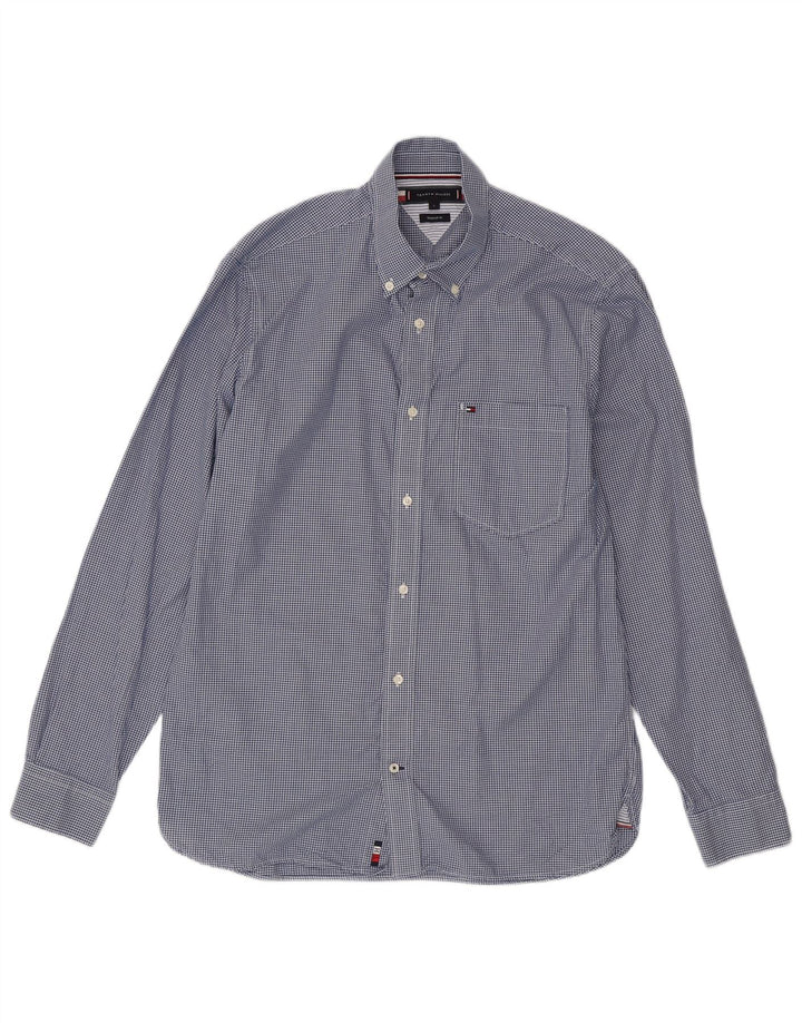 Camisa Tommy Hilfiger para hombre de algodón a cuadros azul grande