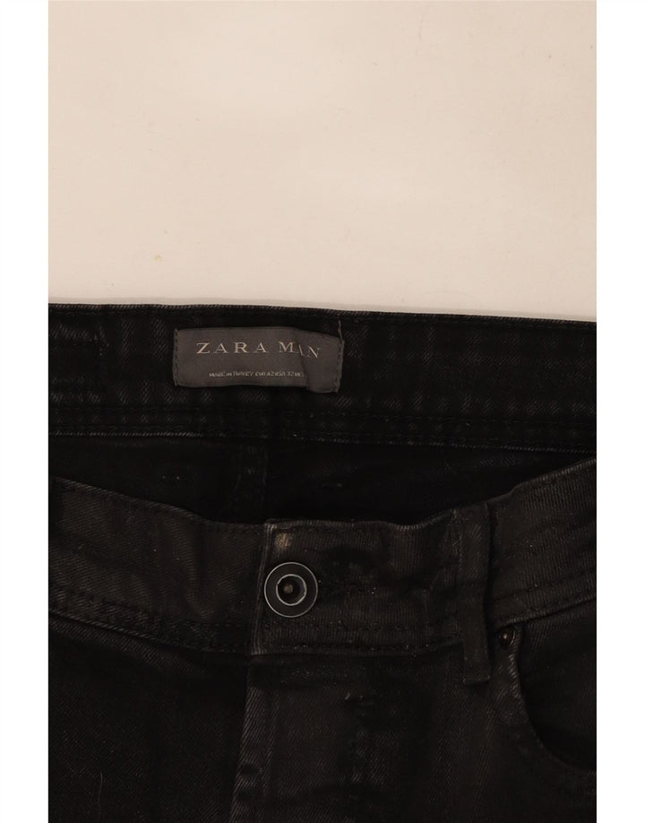 Zara Jeans ajustados desgastados para hombre EU 42 Large W32 L26 Negro