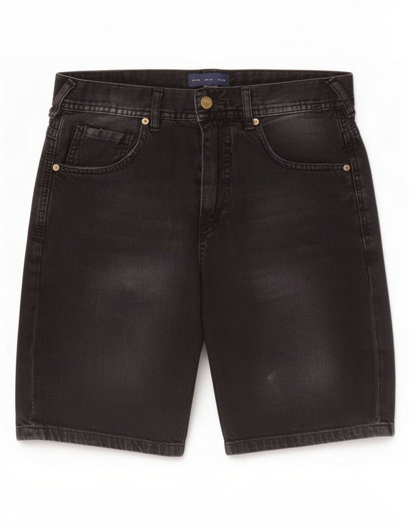 Zara Pantalones cortos de mezclilla para hombre EU 38 Small W30 Algodón negro