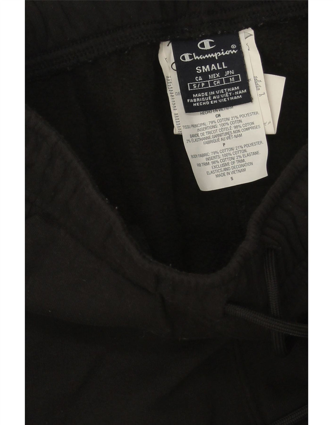 Champion Pantalones De Chándal Para Hombre Joggers Small Negro Algodón