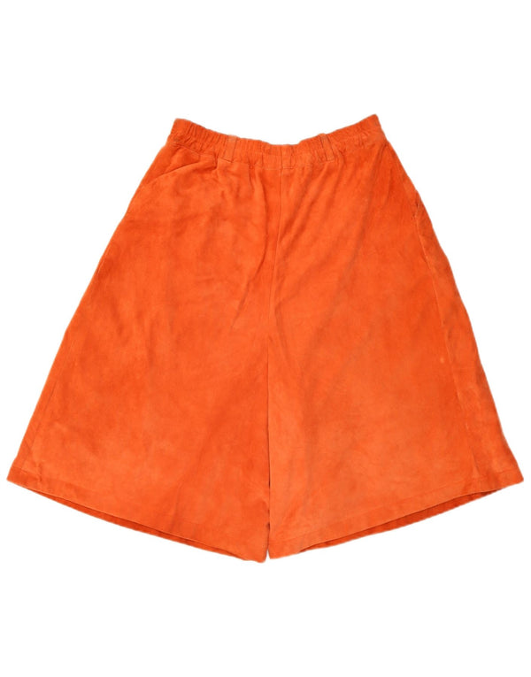 Vintage mujer cintura alta pantalones cortos casuales EU 38 Medio W26 Cuero Naranja