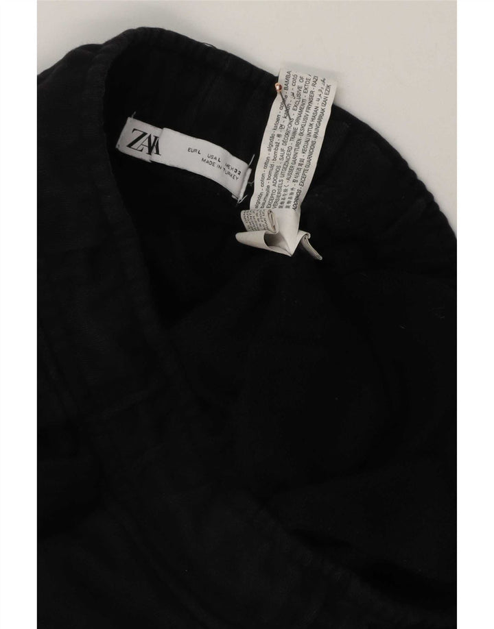 Zara Hombre Pantalón Chándal Grande Algodón Negro
