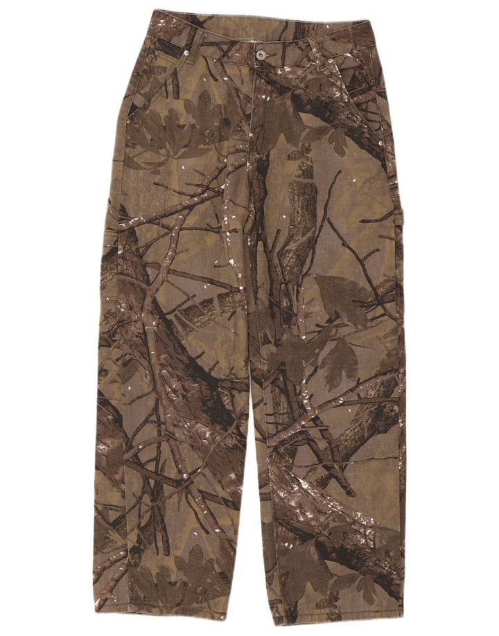 VINTAGE Pantalones cargo rectos para hombre mediano W30 L27 marrón floral