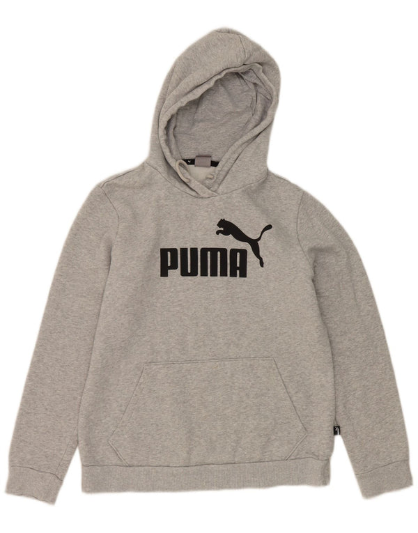 Puma Sudadera con capucha gráfica para mujer UK 12 Algodón gris medio