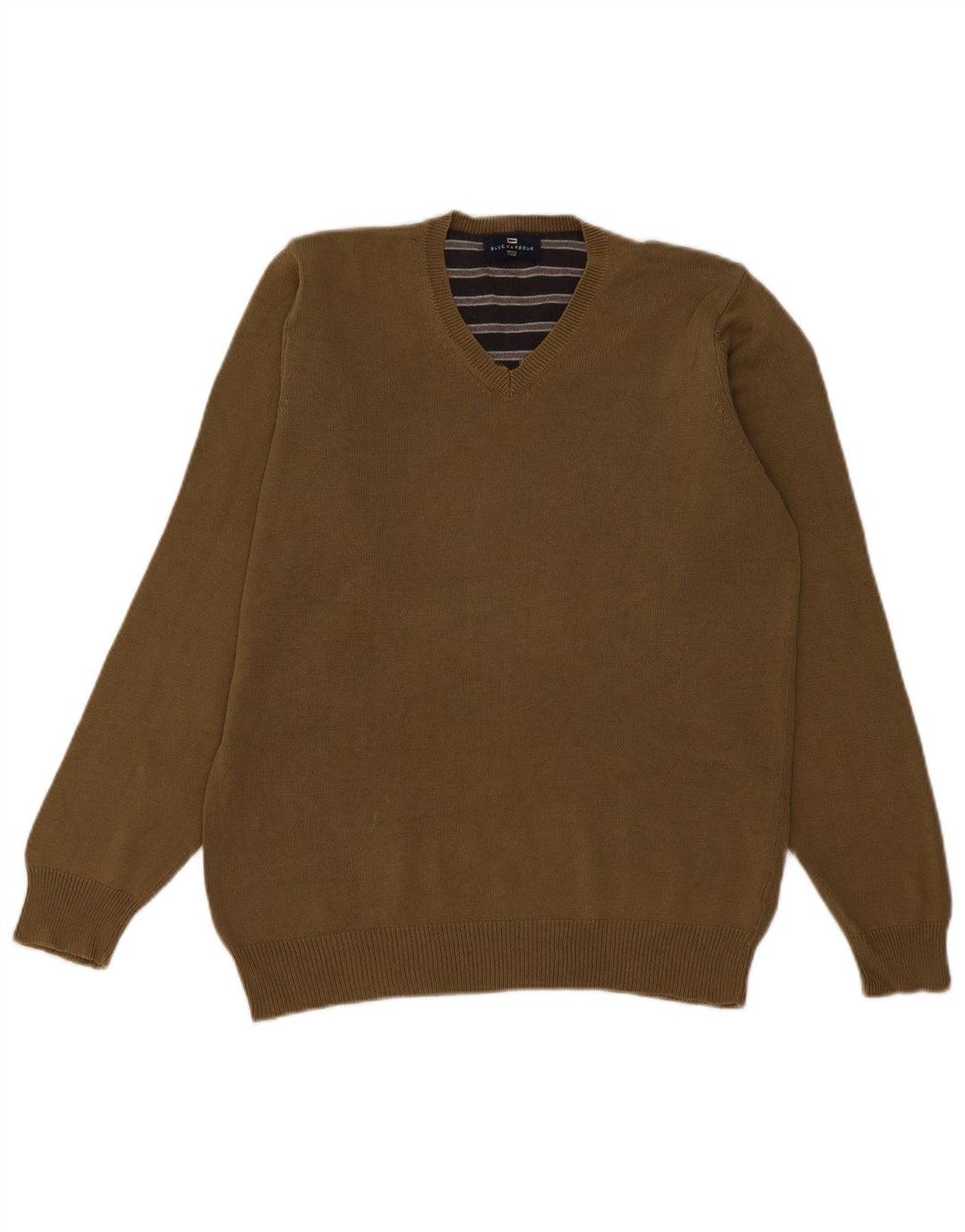 Marks & Spencer Suéter con Cuello en V Blue Harbor para Hombre Pequeño Algodón Caqui