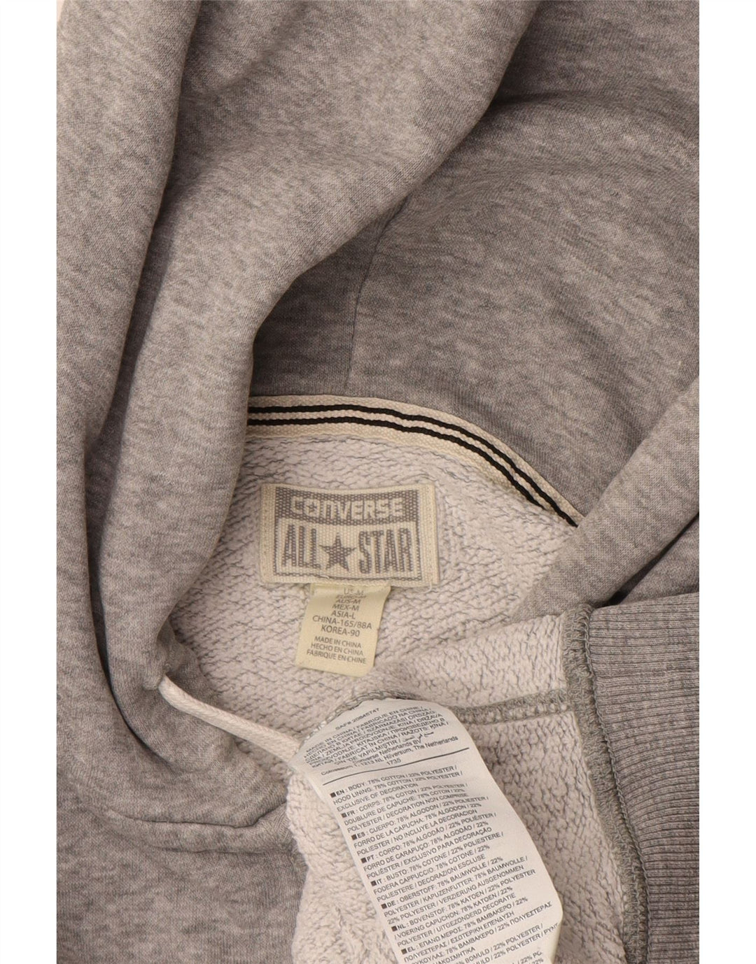 Sudadera con capucha y cremallera para hombre Converse de algodón moteado gris medio