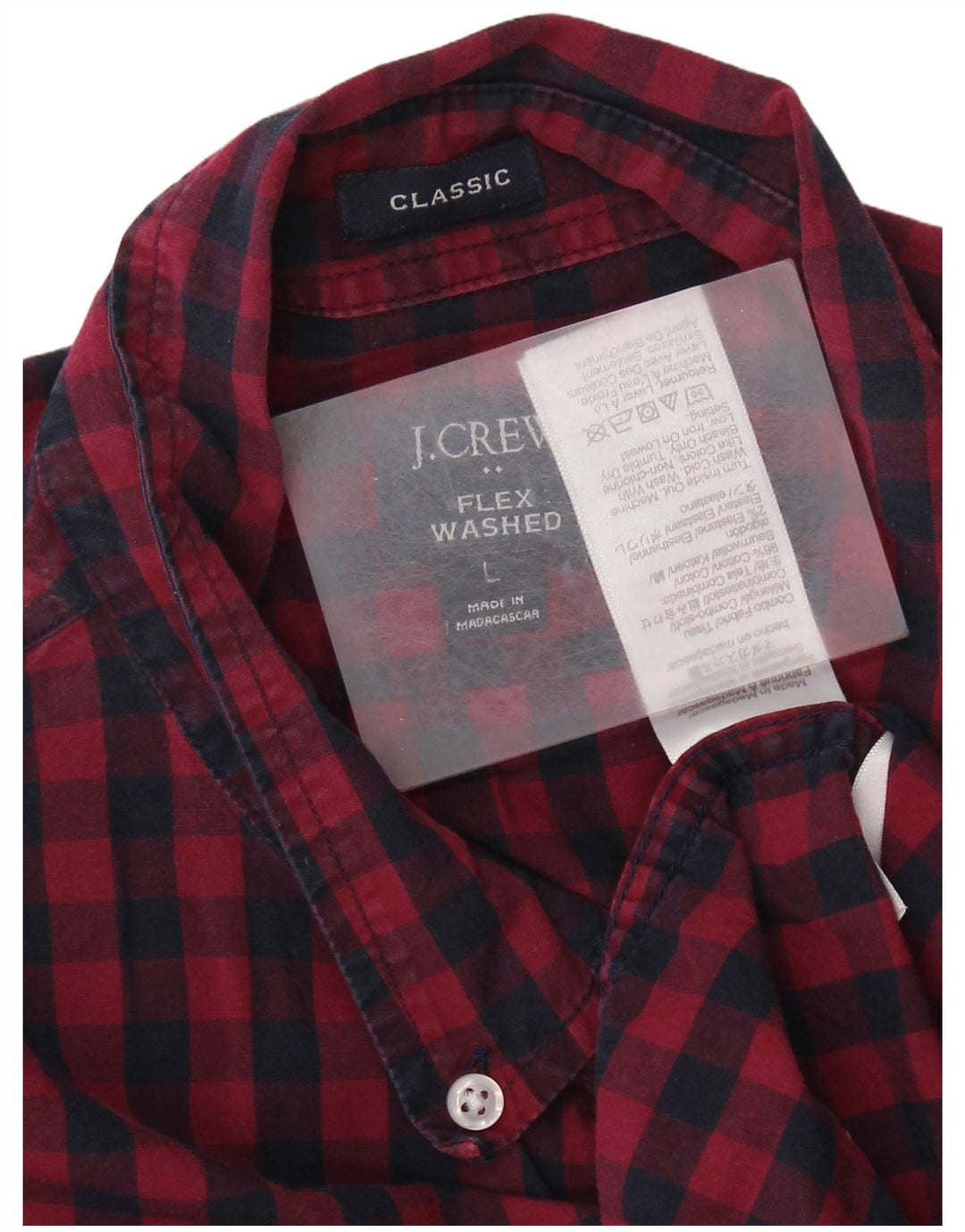 J. CREW Camisa de corte clásico para hombre de algodón a cuadros azul marino grande
