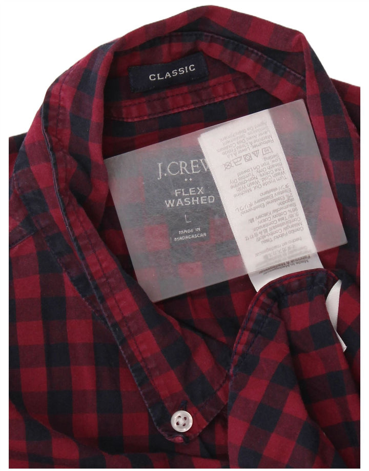 J. CREW Camisa de corte clásico para hombre de algodón a cuadros azul marino grande