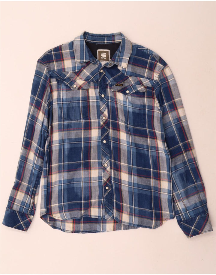 G-Star Hombre Camisa De Franela XL Algodón A Cuadros Azul