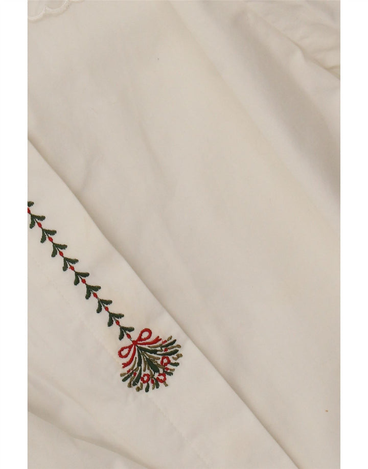 Benetton Blusa Camisa Mujer IT 44 Mediana Blanco Roto Algodón