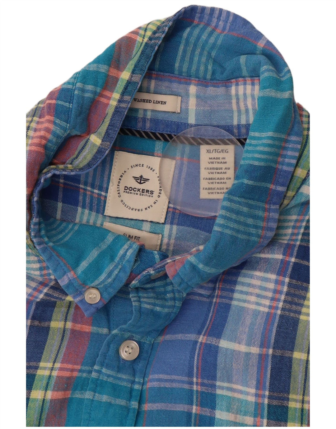 DOCKERS Camisa de franela slim fit para hombre XL Blue Check