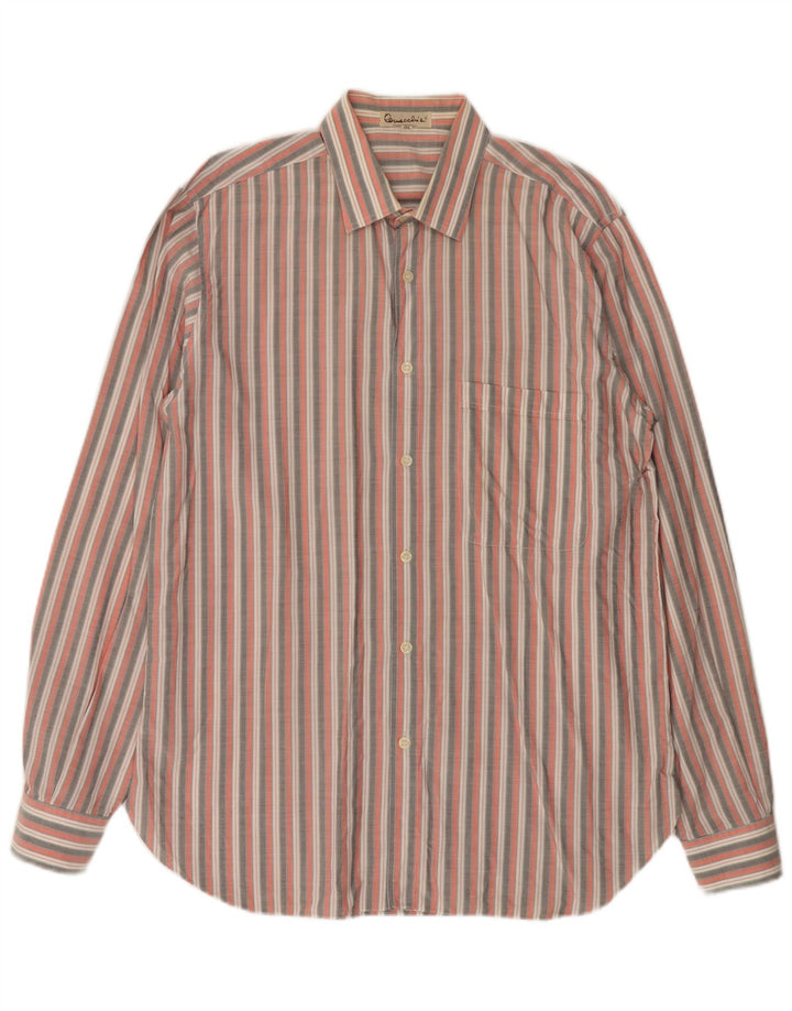 Camisa vintage para hombre talla 40 mediana rosa a rayas