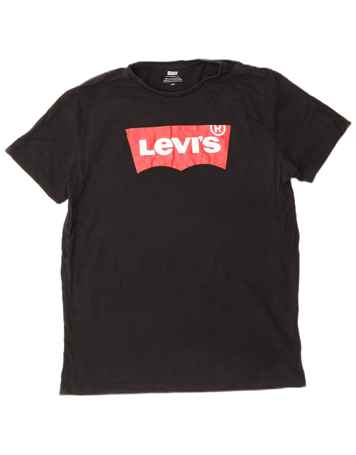 Levi's Camiseta gráfica para hombre Top Medium Black Cotton