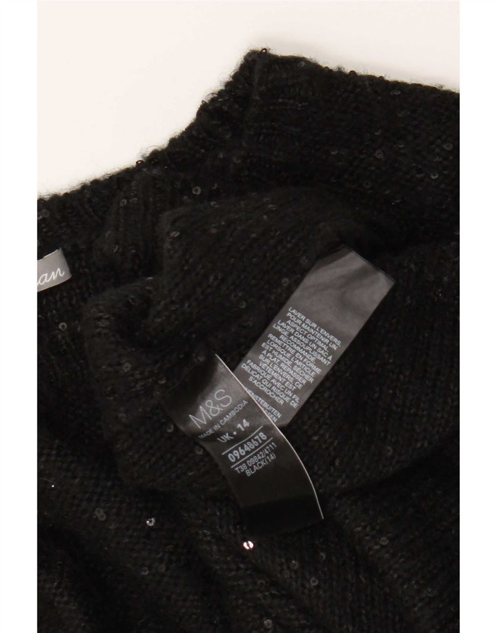 Marks & Spencer Jersey extragrande con cuello barco para mujer, talla 44, talla grande, color negro