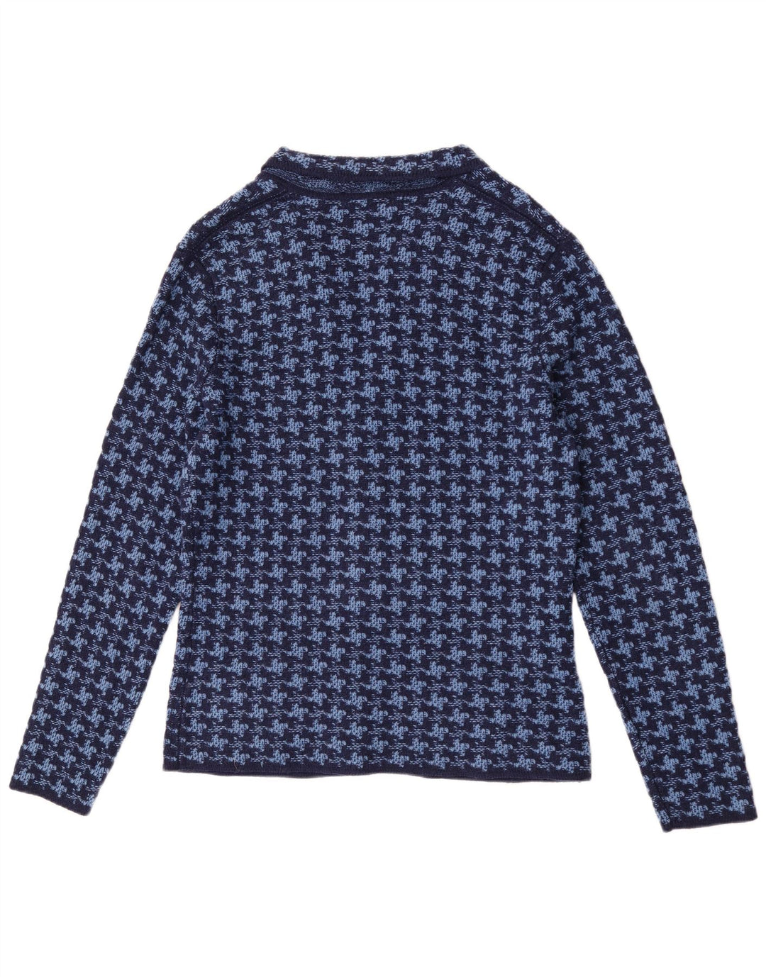 Vintage hombre Cardigan suéter IT 50 lana de pata de gallo azul medio