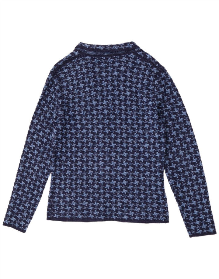 Vintage hombre Cardigan suéter IT 50 lana de pata de gallo azul medio