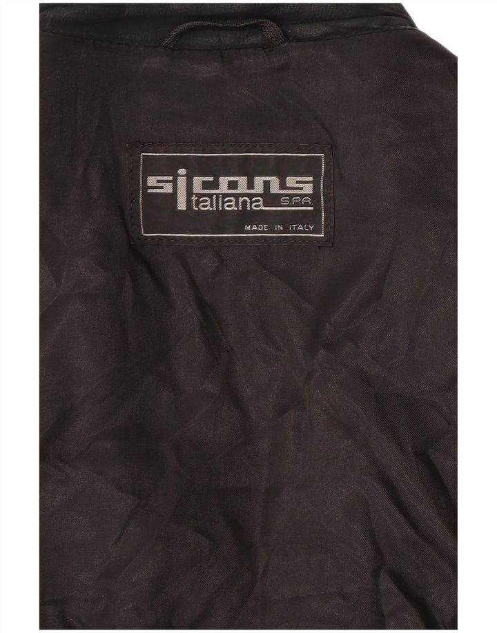 Vintage mujer crop ante chaqueta Reino Unido 14 Medio Negro