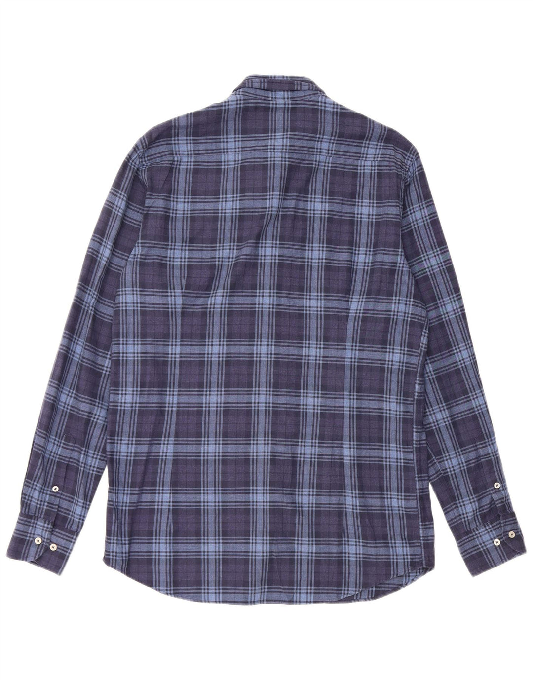 MASSIMO DUTTI Camisa Franela Hombre Mediana Azul Marino Cuadros Algodón