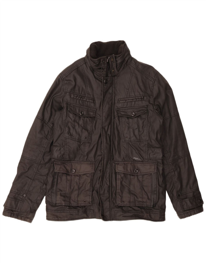PULL & BEAR Chaqueta utilitaria para hombre ES 42 XL Negro