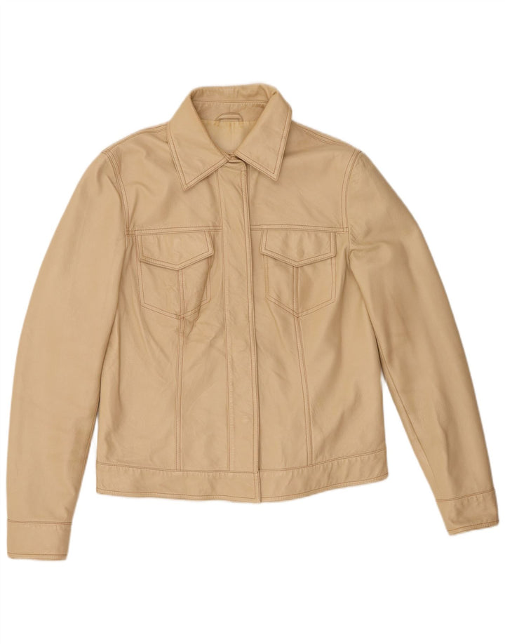 Chaqueta de cuero vintage para mujer IT 44 Cuero beige medio