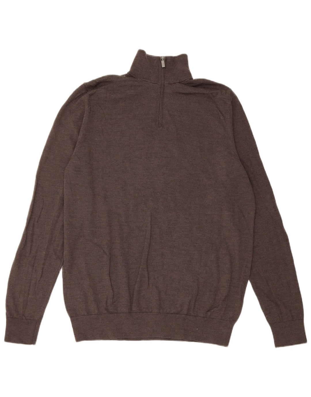 Marks & Spencer Suéter tipo jersey con cuello con cremallera y autógrafo para hombre, talla grande, marrón