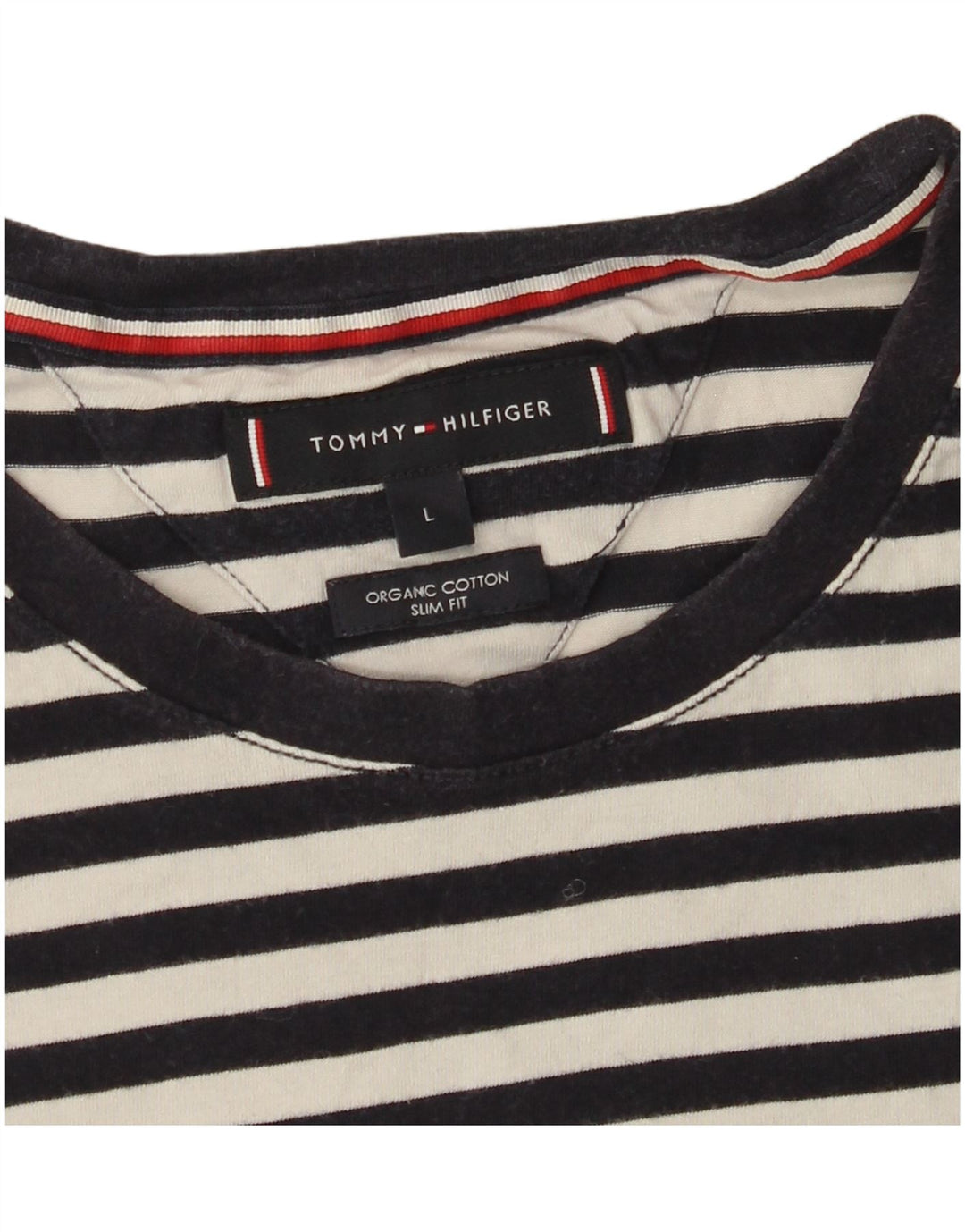 TOMMY HILFIGER Camiseta ajustada para mujer Top UK 44 Grande Negro Rayas