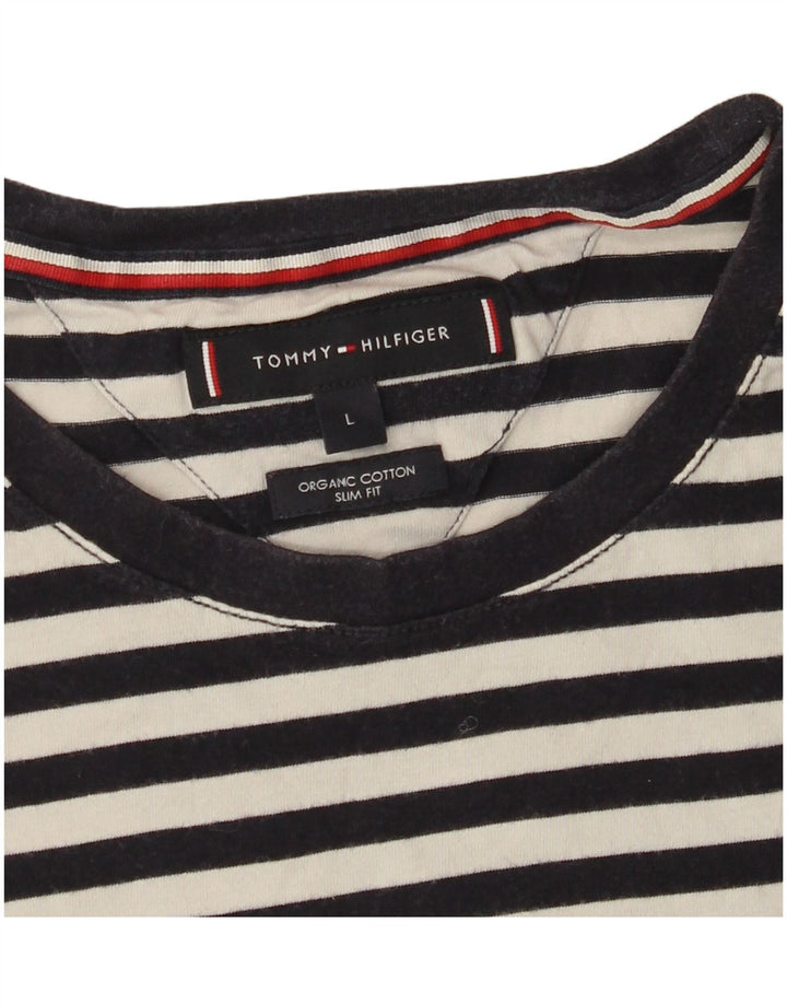 TOMMY HILFIGER Camiseta ajustada para mujer Top UK 44 Grande Negro Rayas
