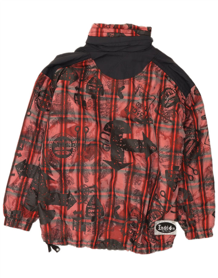 Vintage hombres suelta ajuste Anorak chaqueta Reino Unido 38 medio rojo colorblock poliéster