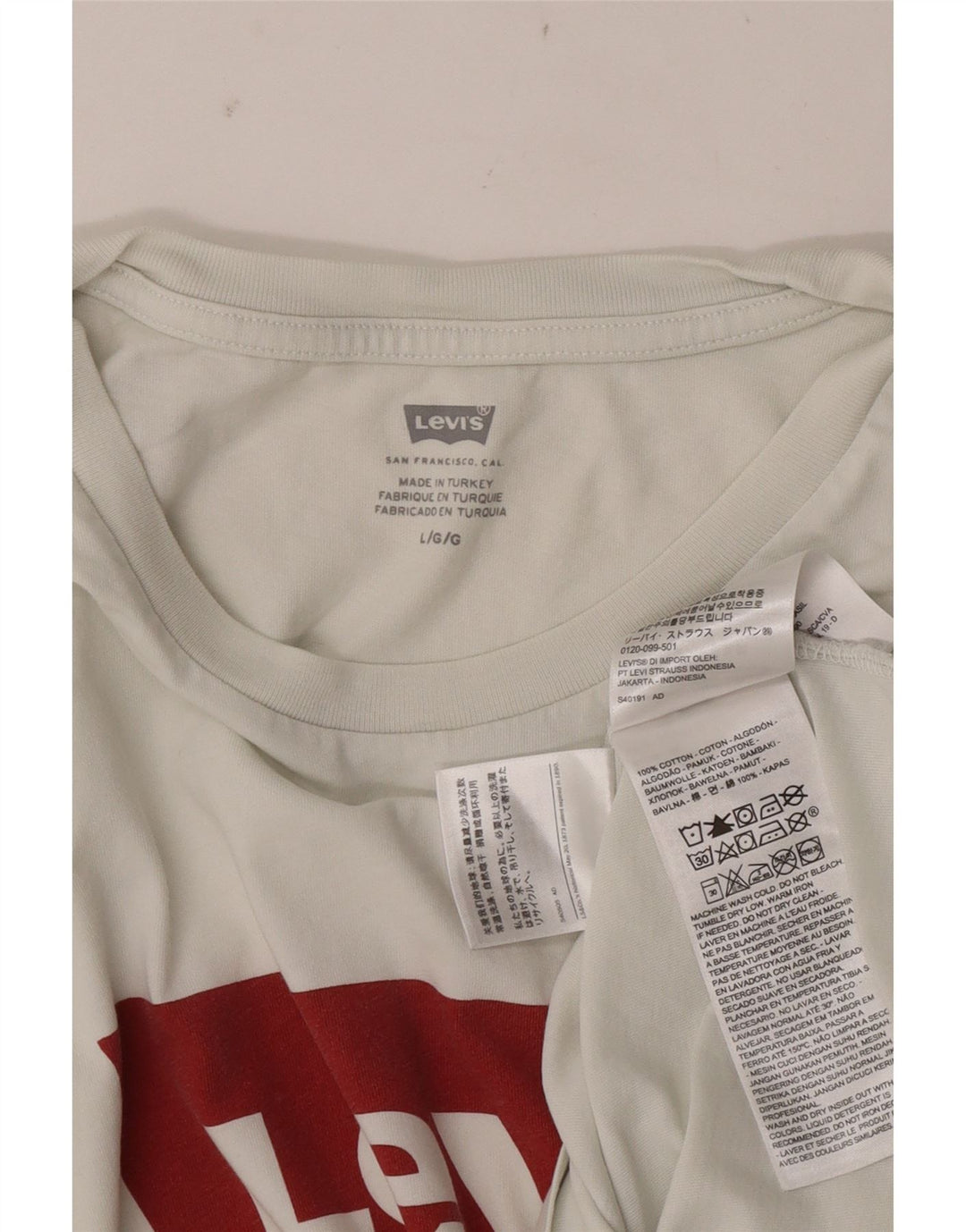 Levi's Camiseta gráfica para hombre Top grande de algodón blanco