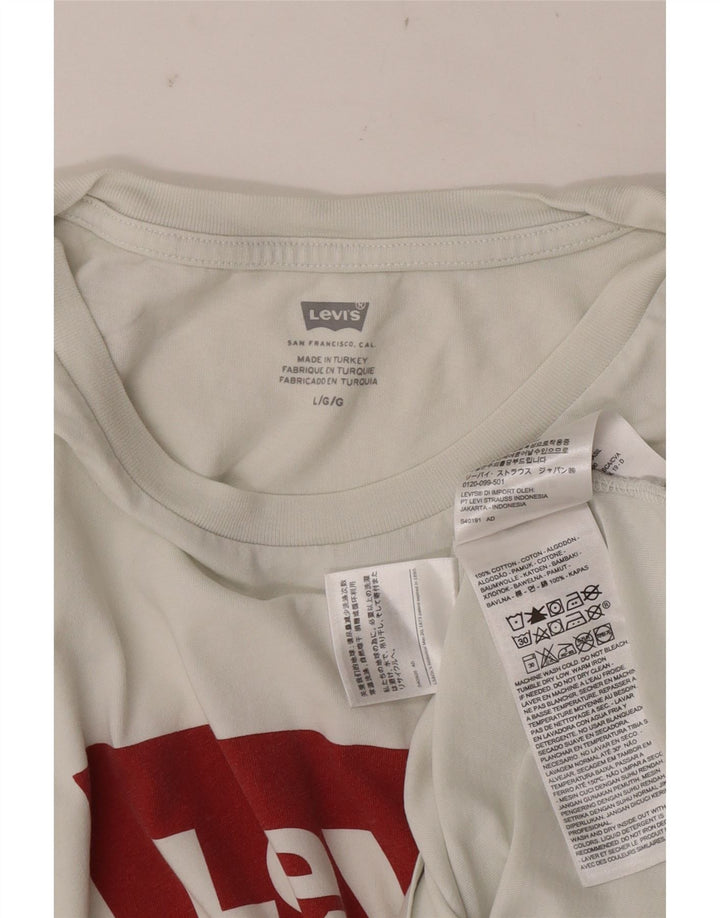 Levi's Camiseta gráfica para hombre Top grande de algodón blanco