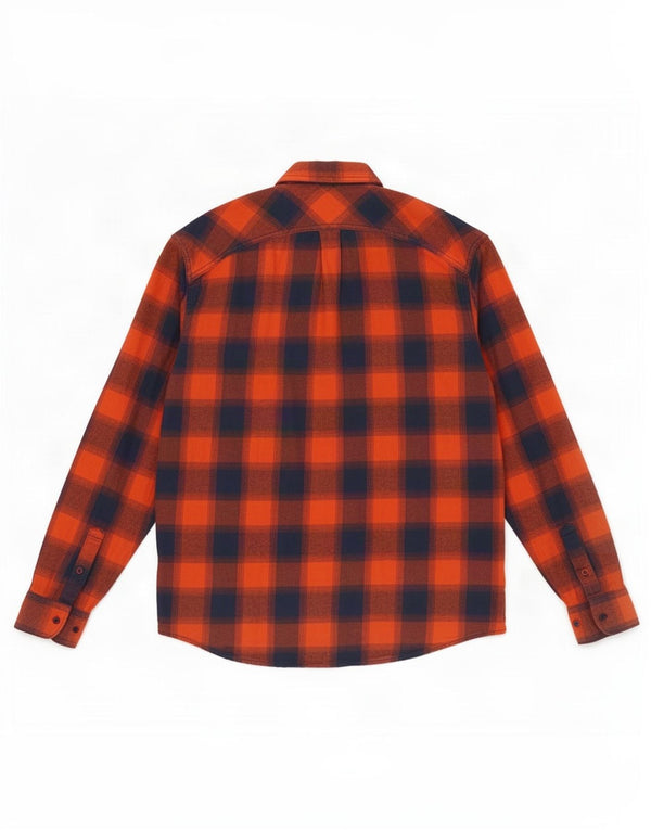 Camisa de franela de ajuste relajado para hombre Lee XL Algodón a cuadros naranja