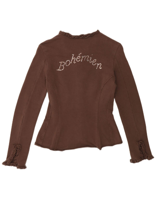 Max & Co. Chaqueta superior de chándal con gráfico para mujer UK 42 Algodón marrón medio