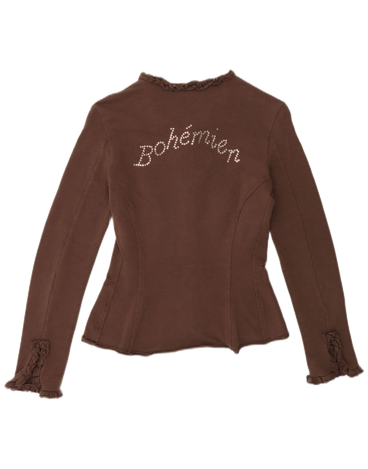 Max & Co. Chaqueta superior de chándal con gráfico para mujer UK 42 Algodón marrón medio