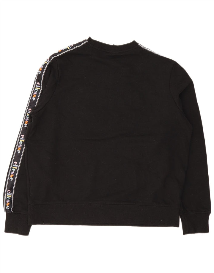 Ellesse Sudadera de gran tamaño con estampado gráfico para mujer UK 10 Small Black Cotton