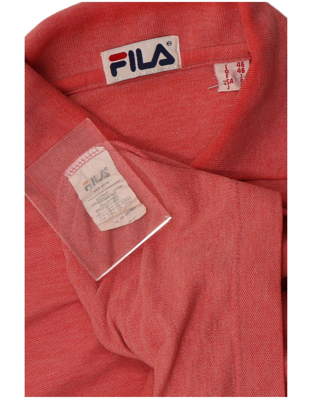 Fila Polo Hombre IT 46 Pequeño Algodón Rojo