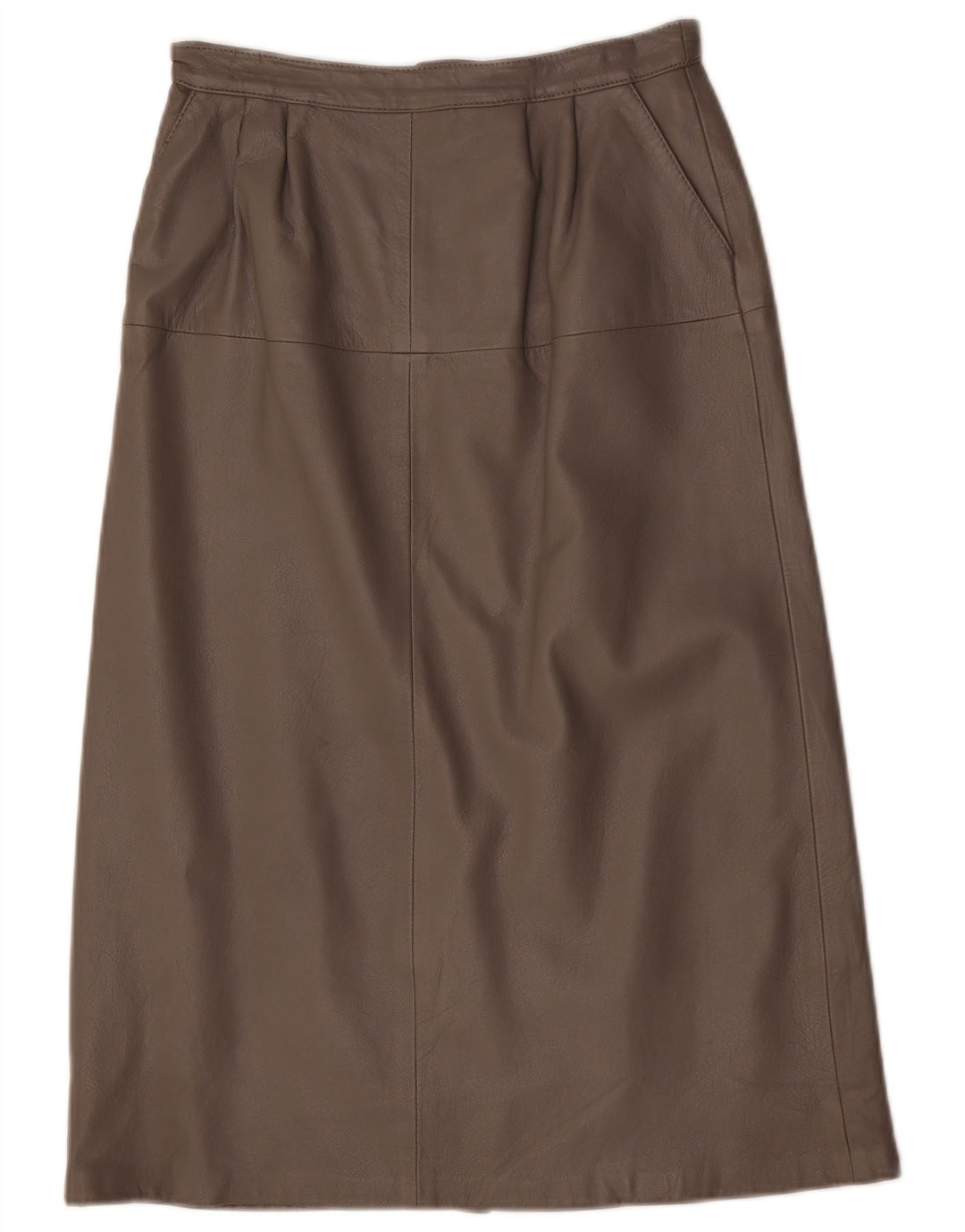 Falda de cuero midi vintage para mujer EU 40 Mediana W28 Marrón
