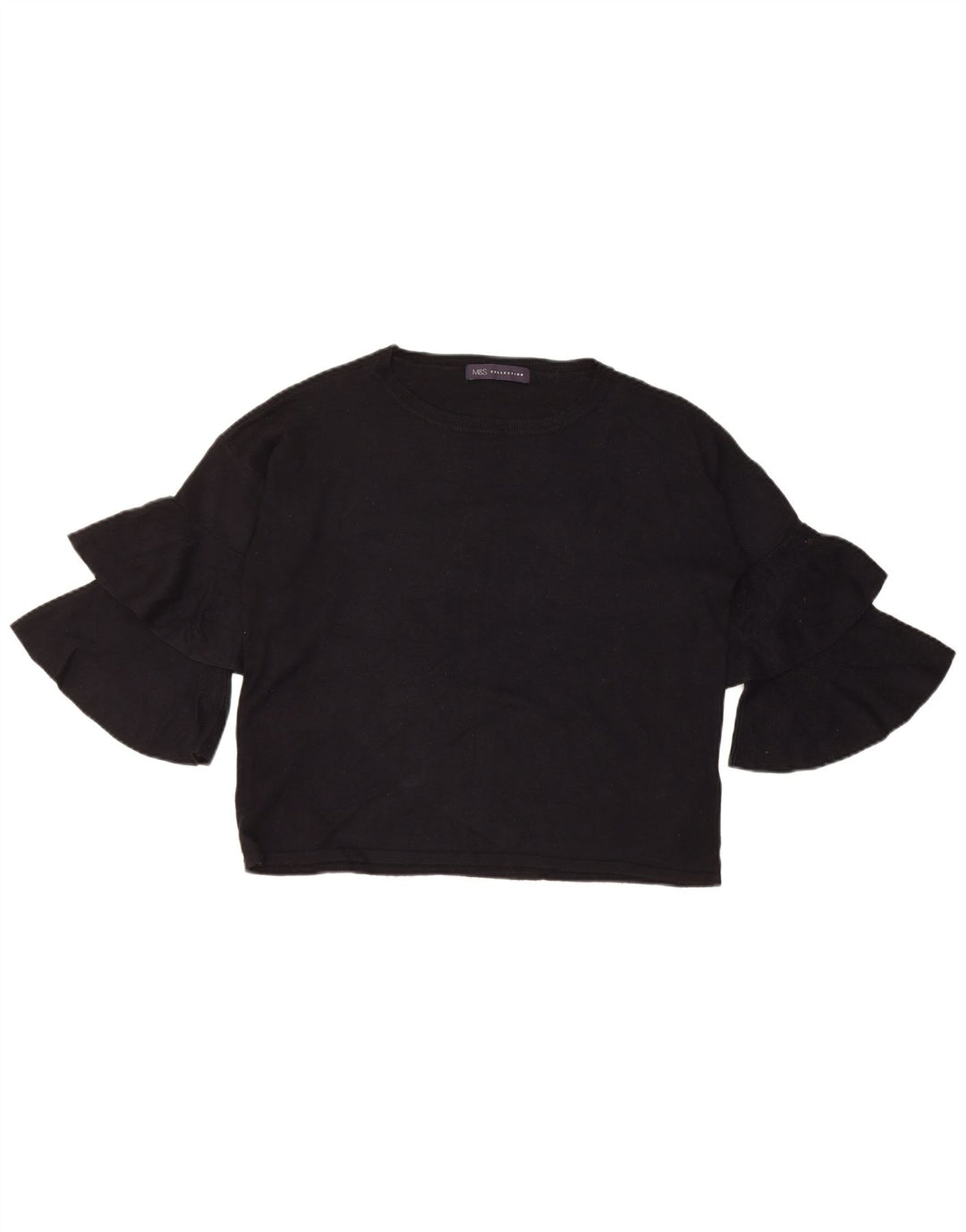 Marks & Spencer Top extragrande para mujer Manga 3/4 UK 8 Small Viscosa negra