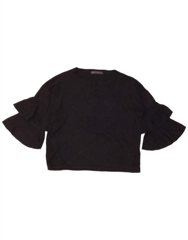 Marks & Spencer Top extragrande para mujer Manga 3/4 UK 8 Small Viscosa negra