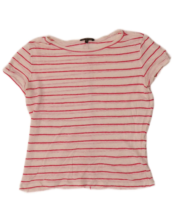 Massimo Dutti Camiseta Mujer Top UK 6 XS Blanco Rayas