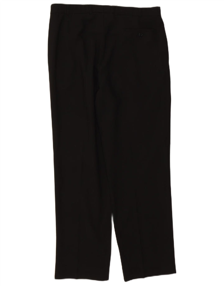 Marks & Spencer Pantalón de traje con pinzas para hombre W36 L31 Poliéster negro