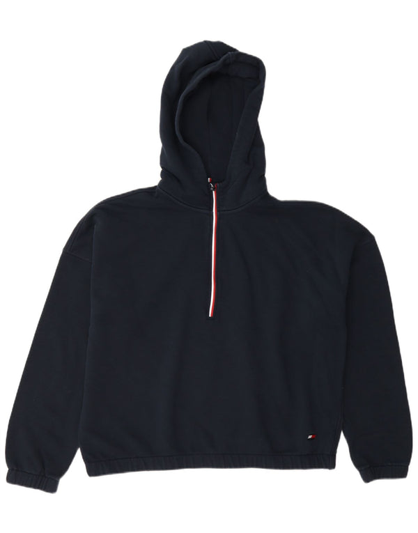 Tommy Hilfiger Jersey con capucha y cuello con cremallera para mujer UK 40 Grande Azul marino