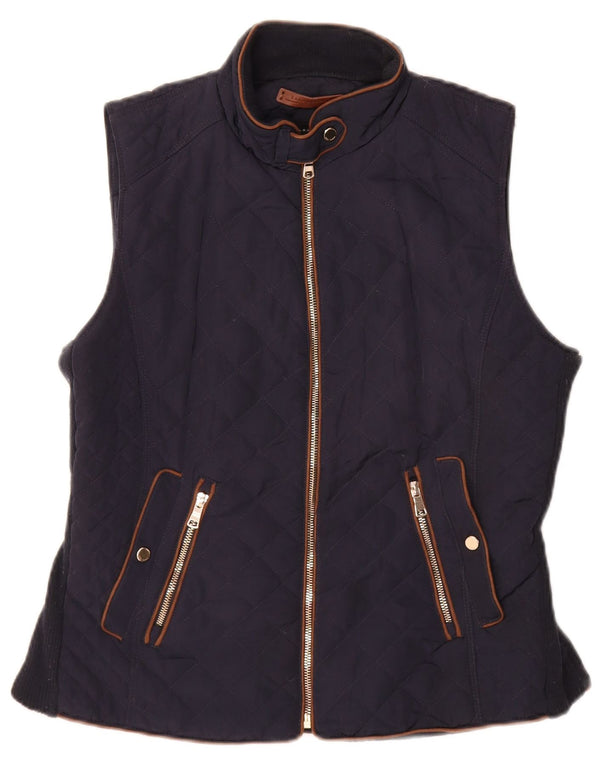 Zara Mujer Chaleco Acolchado UK 46 Grande Azul Marino